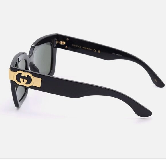 NEW Gucci Black Gold Sunglasses 54mm 100% Authentic main image 5